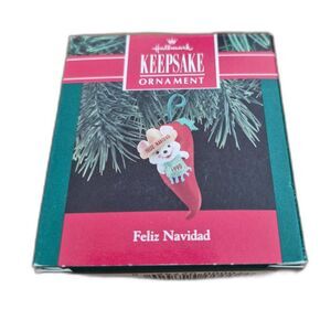 Hallmark Feliz Navidad Mouse Ornament Vintage 1998 Keepsake Chili Pepper NIB